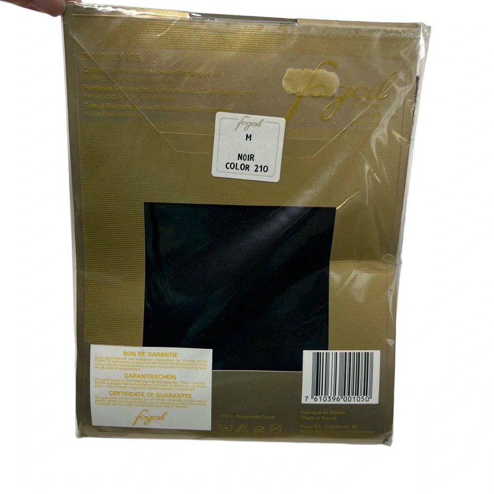 Fogal Size Medium Domino‎ 105 Pantyhose Rhombic Pattern Sheer Noir Black NWT